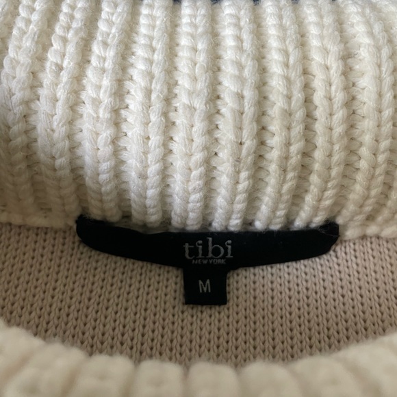 Tibi Cropped Cable Knit Sweater Women’s Medium Mock Neck Mixed Wool Blend - Picture 8 of 11